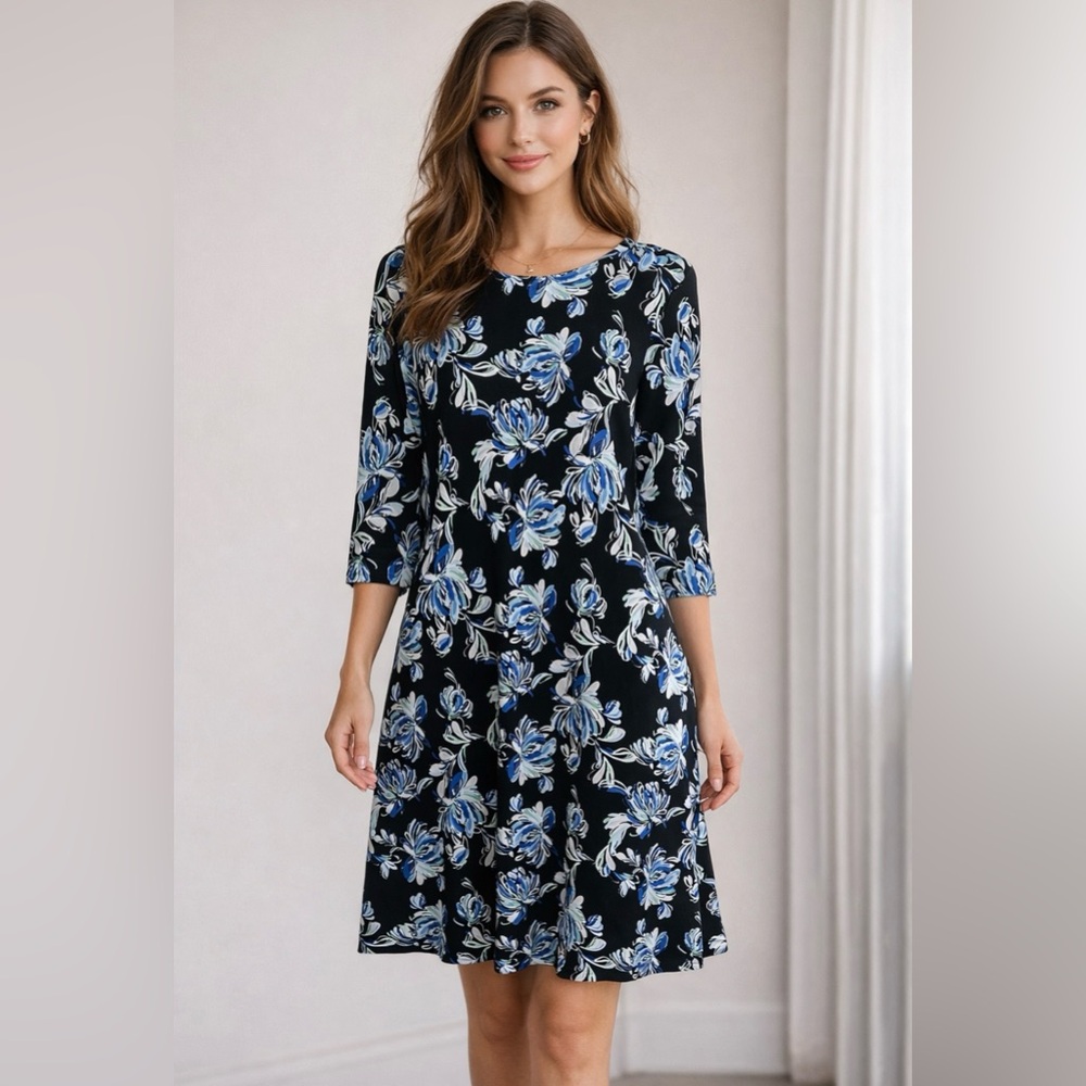Drapers & Damons Women’s Size Medium Floral 3/4 Sleeve Pullover Dress